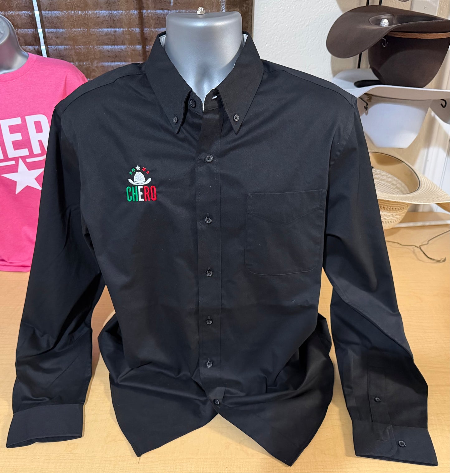 MEN'S CLASSIC FIT BUTTON-DOWN WESTERN SHIRT (Black)