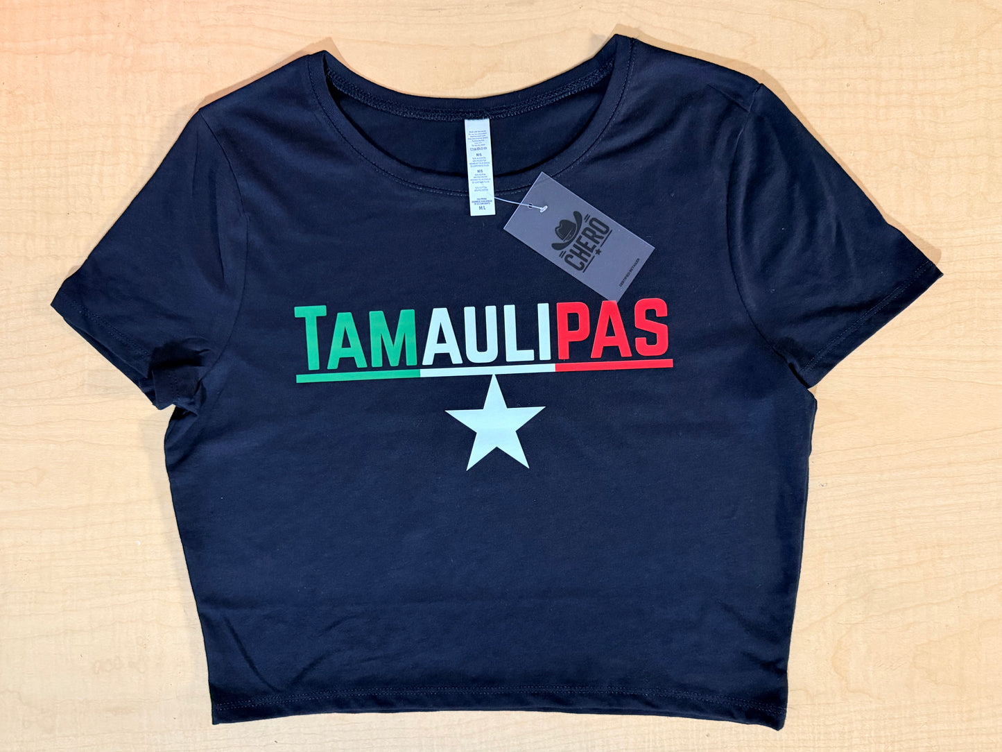 Custom Women's Poly-Cotton Crop T-Shirt (Mexican colors)