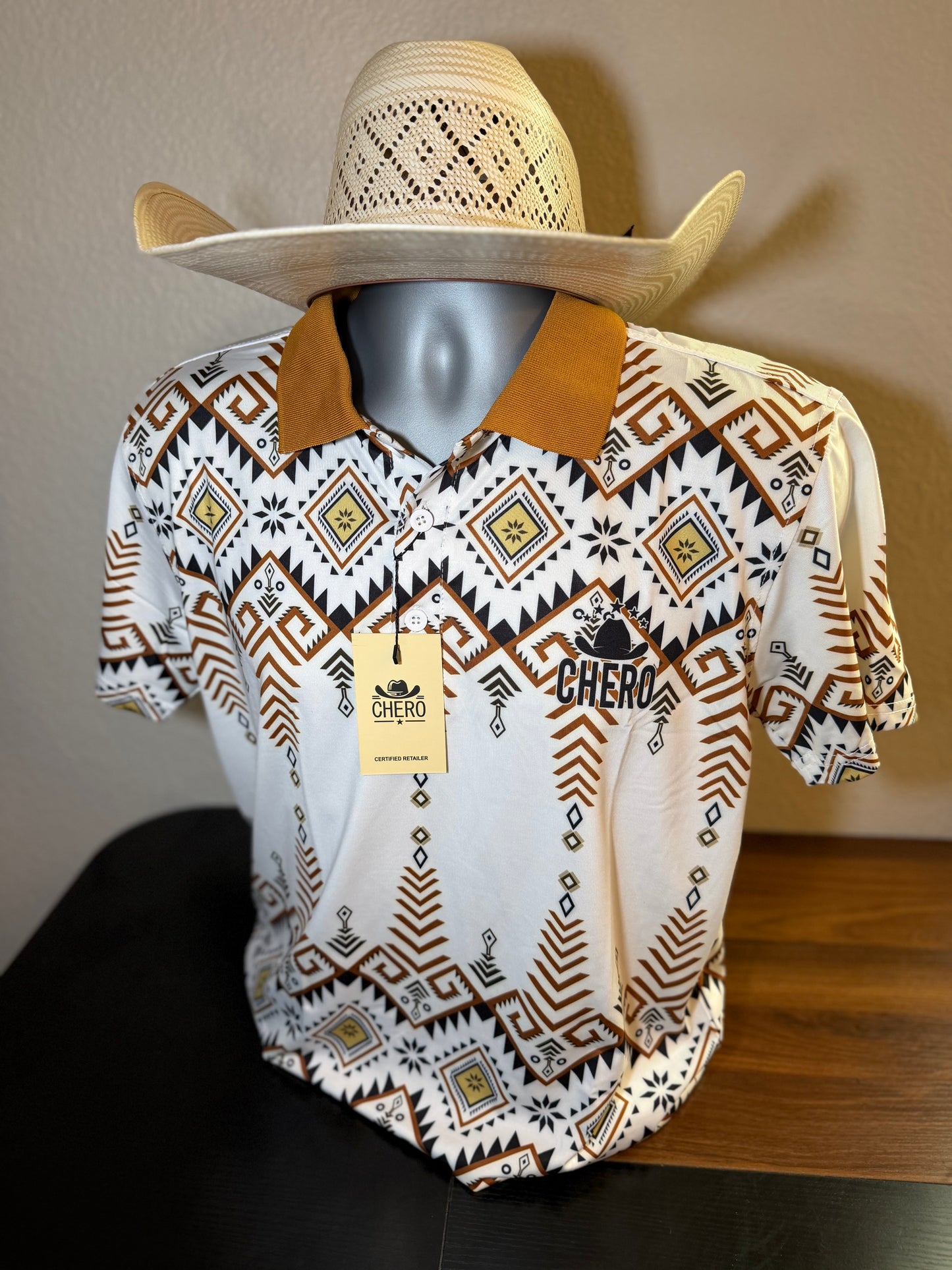 Aztec Caramel Polo Shirt