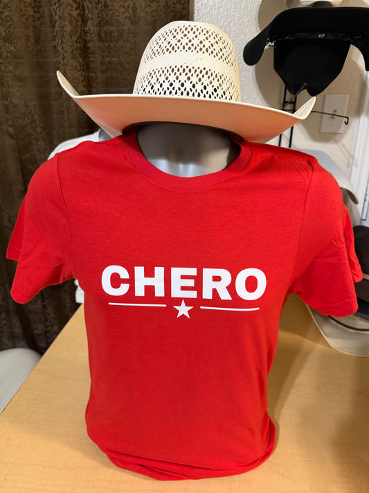 Chero Red short sleeve white font (unisex)